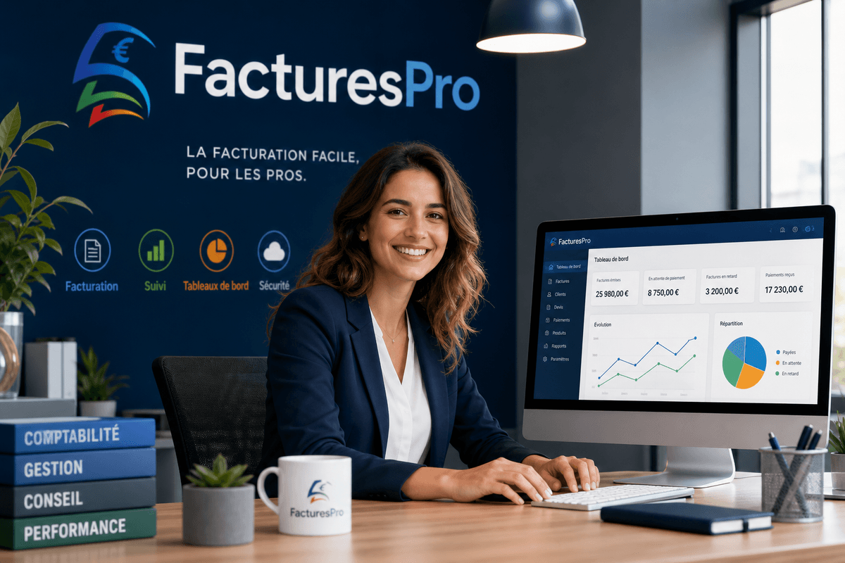 Conseillère FacturesPro souriante à son poste de travail