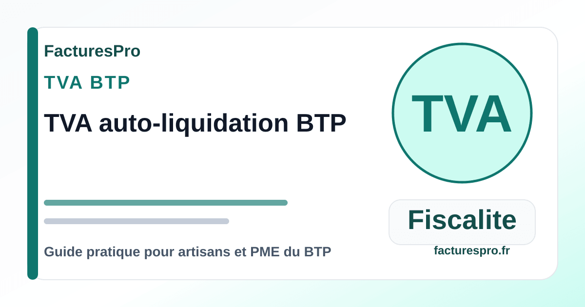 TVA auto-liquidation BTP : obligations, mentions et modèle de facture